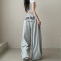 Women Bf Y2k Drawstring Printing Sweatpants Women Fashion Streetwear Sports Trousers Loose Casual Wide Leg Pants
