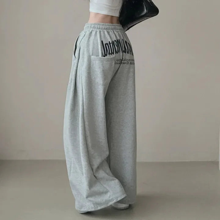 Women Bf Y2k Drawstring Printing Sweatpants Women Fashion Streetwear Sports Trousers Loose Casual Wide Leg Pants